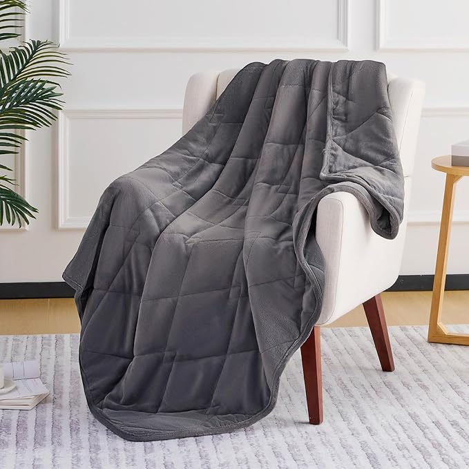 L'AGRATY Weighted Blanket - 48"x72" 15lbs Soft Breathable Heavy Blanket Minky Material with Glass Beads for Adult All-Season Summer Fall Winter Soft Thick Comfort-StrideForce Fitness