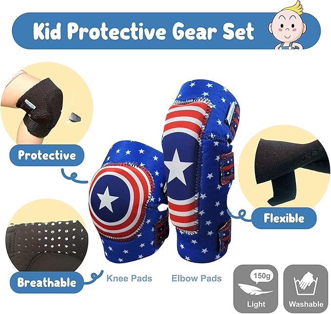 Soft-Style Kids Knee and Elbow Pads with Bike Gloves, Flexible Impact-Resistant Gear for Ages 2-11, Designed for Balance Bikes, Roller-Skating, and Skateboarding-StrideForce Fitness