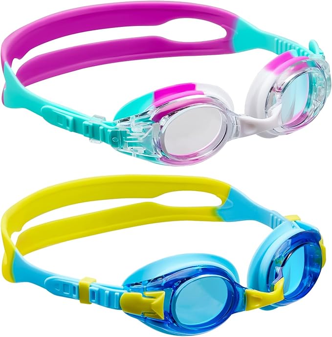 Aegend 2 Pack Kids Goggles, Swimming Goggles for Kids Age 4-16 Boys and Girls Youth, Anti-Fog Waterproof Anti-UV Pool Goggles-StrideForce Fitness