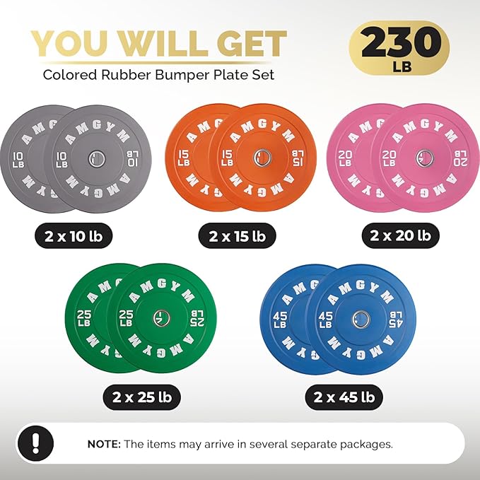 2 Inch Bumper Plates，10-500lbs，Barbell Rubber Olympic Weight Plates Set for Home Gym, Strength Training & Weight Lifting, Multiple Options Colors-StrideForce Fitness