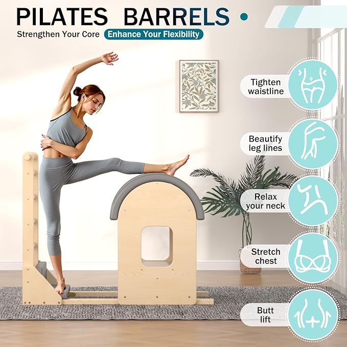 Pilates Barrel, Pilates Spine Corrector is Designed for People who Work in Offices, Pilates Arc Corrects Posture, Relaxes,Stretches to Make The Spine Soft and Supple- Sturdy Solid-3h09n1-StrideForce Fitness