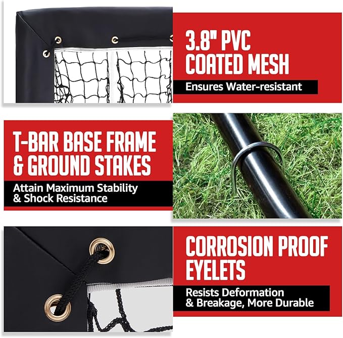 Baseball Pitching Net, 9 Hole Pitching Net with Strike Zone, 5 Height Adjustable Throwing Trainer, Heavy Duty Baseball Softball Net with Carry Bag for Solo Practice-StrideForce Fitness