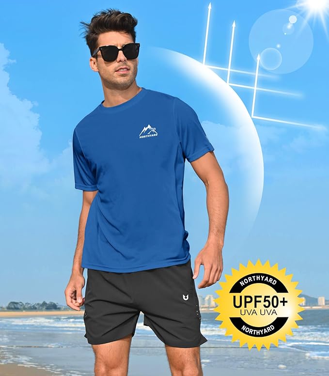 NORTHYARD Men's UPF 50+ Sun Protection Shirts Swim SPF UV Quick Dry Short Sleeve T-Shirts for Athletic Fishing Rash Guard-StrideForce Fitness