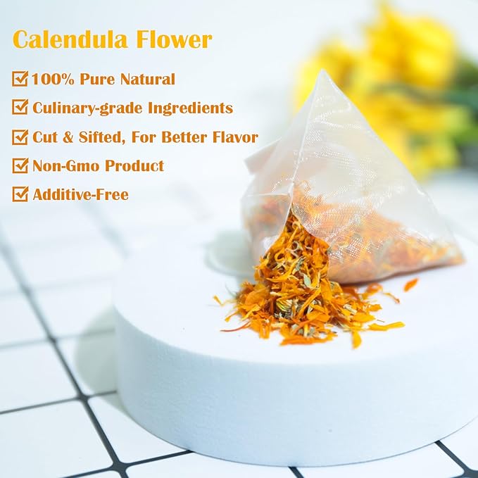 TEARELAE - Premium Calendula Flowers Tea Bags - 1.5g x 40 Count - Natural Calendula Tea Cut & Sifted - Non-GMO - Caffeine-free - Digestion Support & Improve Skin Health-StrideForce Fitness