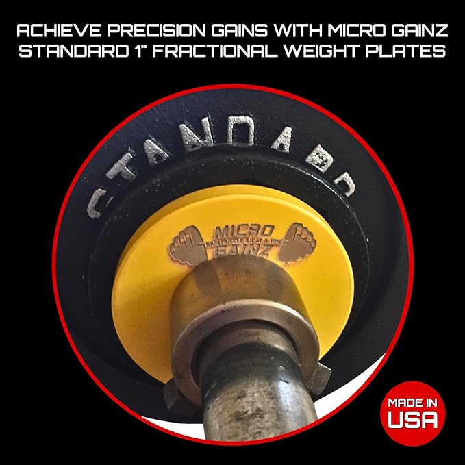 Micro Gainz Standard 1-Inch Center Hole Fractional 8 Piece Weight Plates with Bag, Designed for Standard 1-Inch Dumbbell & Barbell for Strength Training and Weight Lifting, Made in USA-StrideForce Fitness