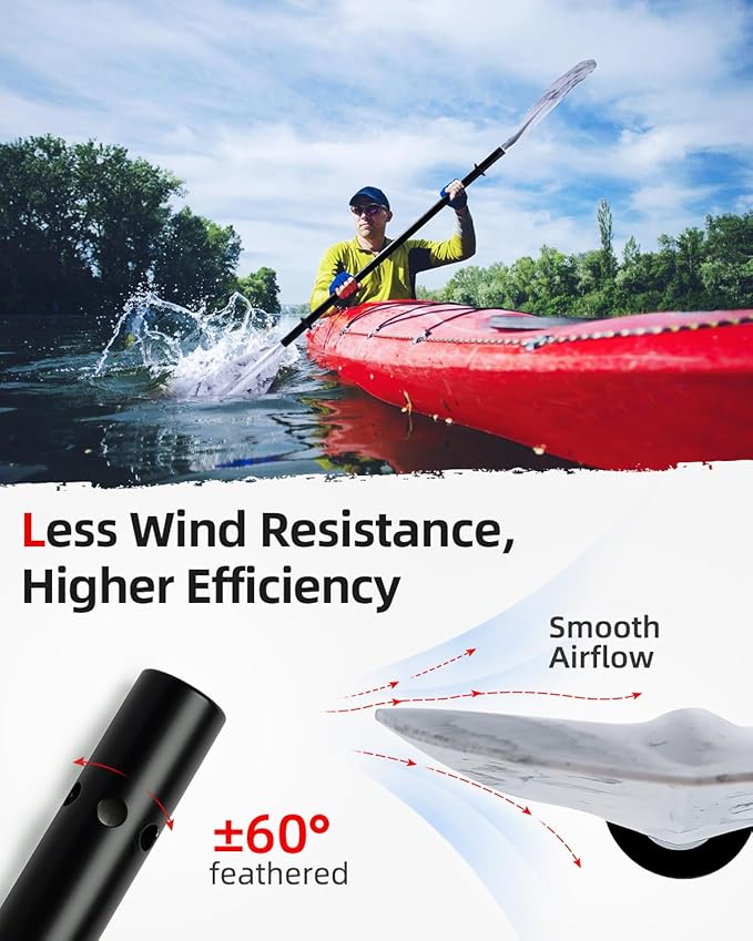 Abahub Adjustable Kayak Paddle 210-230 cm/ 230-250 cm Floating Kayaking Oars Boating Oars Canoeing Oars Black-StrideForce Fitness