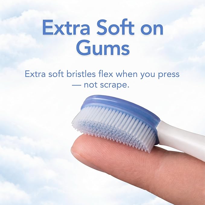 Extra Soft Toothbrush for Adults - Soft TPU Bristle for Sensitive Gums | Includes Travel Covers for Brush Heads (3 Brush Heads Total - Lasts up to 1 Year)