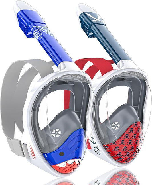 QingSong Kids Snorkel Mask Full Face, Snorkeling Set with Camera Mount, Foldable 180 Degree Panoramic View Snorkeling Gear Anti-Fog Anti-Leak-StrideForce Fitness