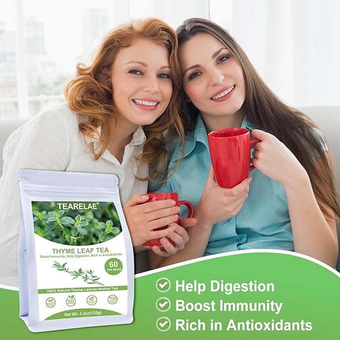 TEARELAE - Thyme Tea Bags - 60 Count - 100% Pure Natural Thyme Leaves - Help Digestion, Boost Immunity - Non-GMO - Caffeine-Free-StrideForce Fitness
