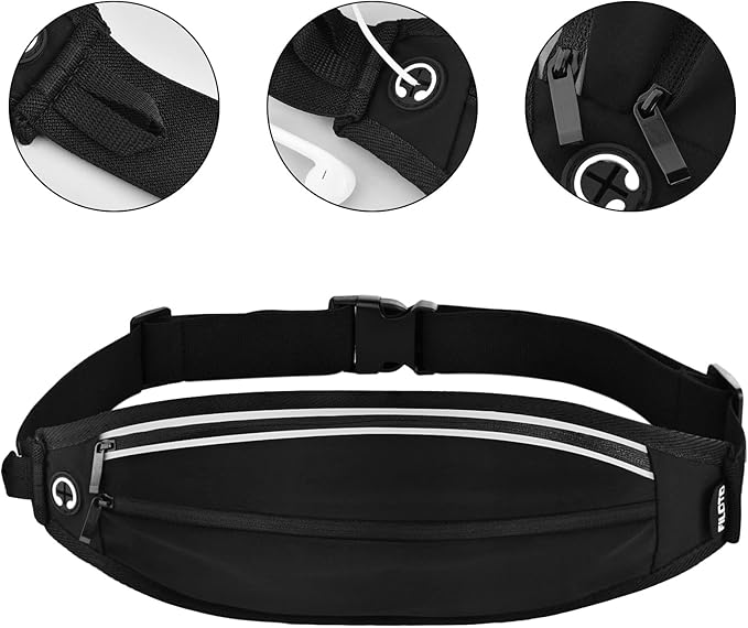 Running Belt Fanny Pack, Running Waist Pack for Women & Men USA Patented Hands-Free Reflective Runner Pouch Belt Fitness Workout Bag No-Bounce Adjustable Sport Travel Fanny Pack Cell (Black)-StrideForce Fitness