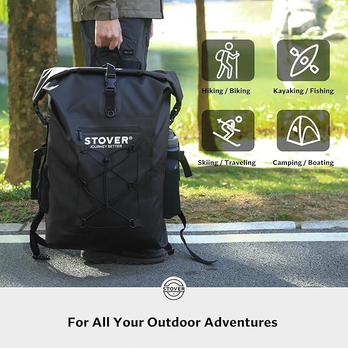 STOVER 5/10/25/30/40/55L Waterproof Backpack- Floating Dry Bag for Kayaking, Travel, Beach, Hiking, & Camping, Men/Women-StrideForce Fitness