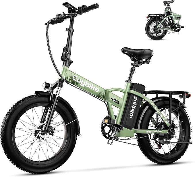 Foldable Electric Bike for Adults, 30+MPH, 48V 20Ah Removable Lithium Battery up to 80Miles, 20" Fat Tire 1000W Peak Motor Dirt Ebike Adult Electric Bicycle for Commute Beach Mountain E Bike-StrideForce Fitness