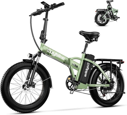 Foldable Electric Bike for Adults, 30+MPH, 48V 20Ah Removable Lithium Battery up to 80Miles, 20" Fat Tire 1000W Peak Motor Dirt Ebike Adult Electric Bicycle for Commute Beach Mountain E Bike-StrideForce Fitness