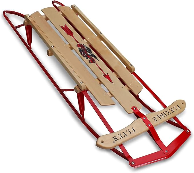Flexible Flyer Metal Runner Sled. Steel & Wood Steering Snow Slider-StrideForce Fitness