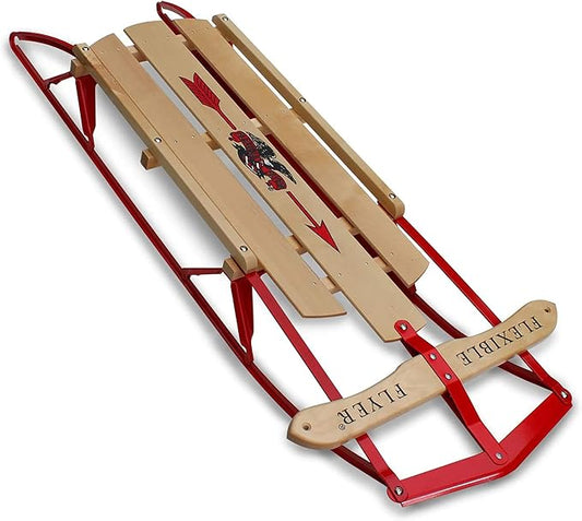 Flexible Flyer Metal Runner Sled. Steel & Wood Steering Snow Slider-StrideForce Fitness
