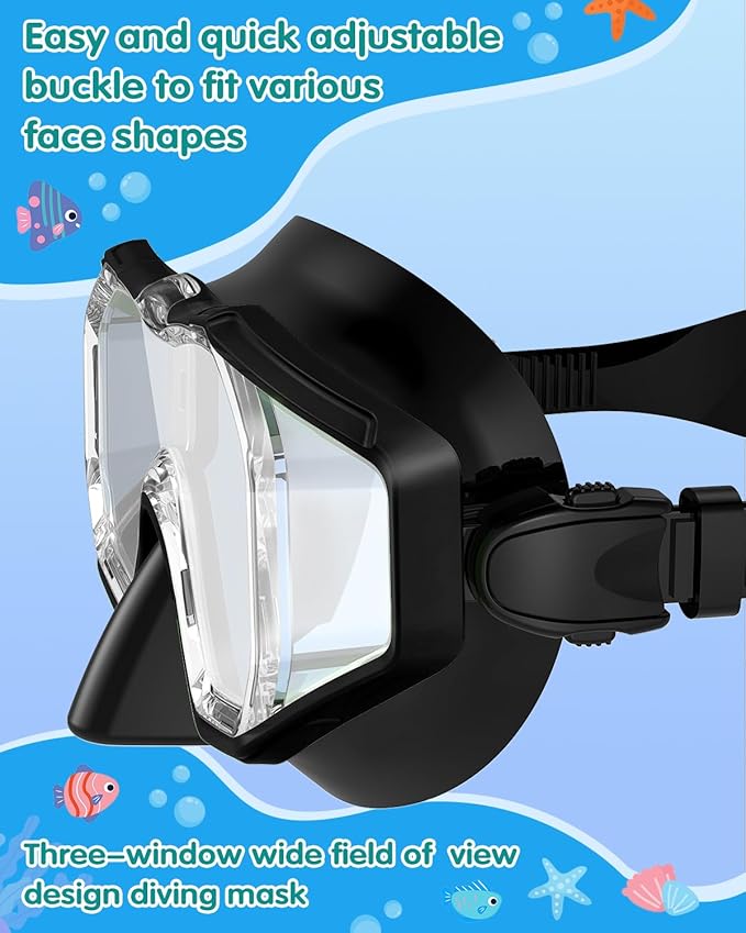 W WSTOO Kids Swim Goggles with Nose Cover,Snorkel Diving Swimming Mask for Youth 5-15,HD 3-Window Wide Vision Anti-Shattered Lens Anti-Fog&Leak-StrideForce Fitness