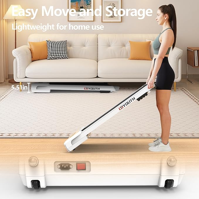 GOYOUTH 2 in 1 Under Desk Electric Treadmill Motorized Exercise Machine with Wireless Speaker, Remote Control and LED Display, Walking Jogging Machine for Home/Office Use-StrideForce Fitness