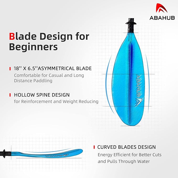 Abahub Kayak Paddle, 90.5 Inches Kayaking Oars for Boating, Canoeing with Free Paddle Leash, Aluminum Alloy Shaft Black/Blue/Green/Orange/Yellow Plastic Blades-StrideForce Fitness