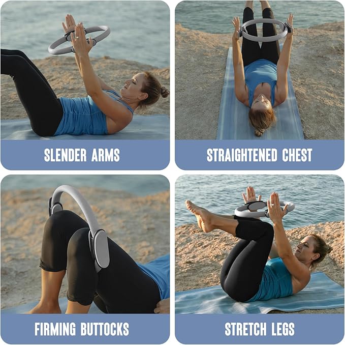 Pilates Ring Fitness Circle 14" Yoga Rings Magic Circle with Dual Padded Handles for Toning Arms, Thighs/Legs & Core，Home Exercise Equipment ﻿-StrideForce Fitness