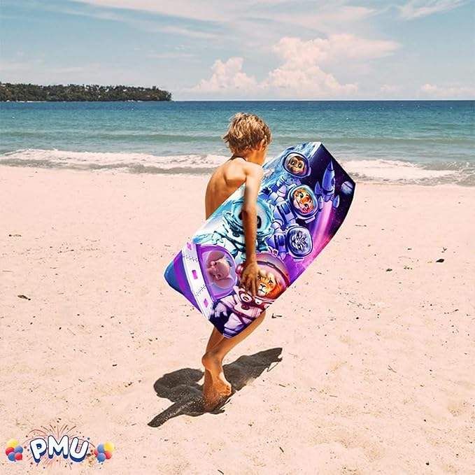PMU 33 Inch Space Animals Printed Bodyboard - Lightweight Wrist Leash Body Board for Beach, Sea & Pool - Surfing Board for Teens & Adults Wave Conditions Pkg/1-StrideForce Fitness