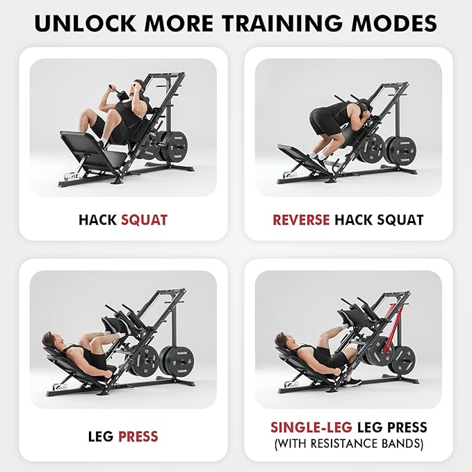 Mikolo Leg Press Hack Squat Machine Combo, Leg Press Machines for Home Gym with Linear Bearing, Hack Squat Machine with Rear and Front Band Pegs, Leg Machine for Full Range Leg Training-StrideForce Fitness