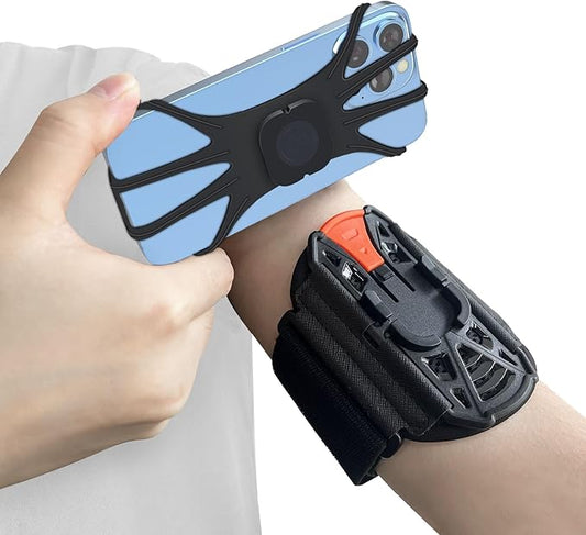 Armband Phone Holder 360° Rotation & Detachable, Compatible with iPhone 15/14/13/12/Pro/Pro ect., for Samsung, and More Fits 4''-6.5'' Phones Ideal for Walking Running-StrideForce Fitness