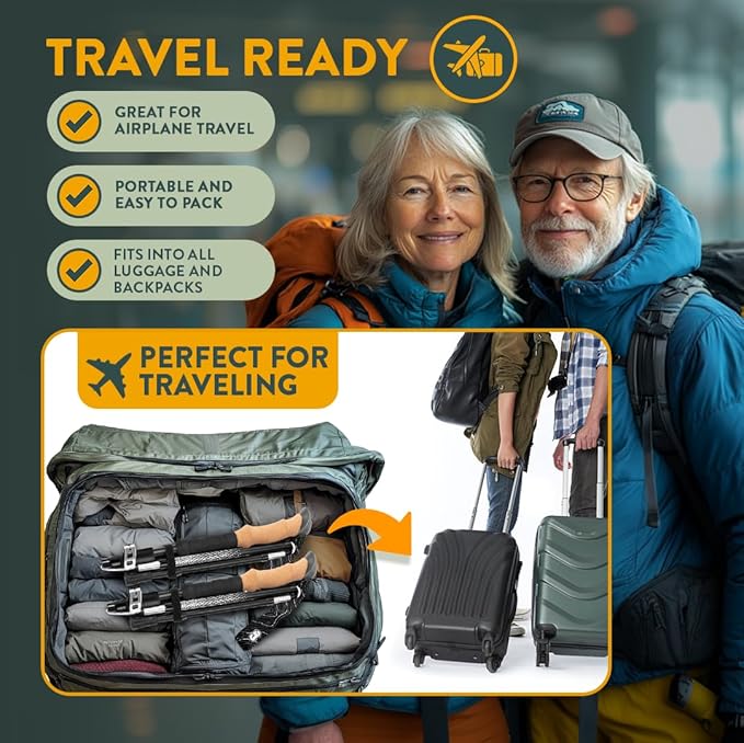 Premium Foldable Hiking Poles by USA Brand - Adjustable, Lightweight Trekking Poles Made of Aircraft Aluminum, Metal Flip Locks & Comfortable Real Cork and EVA Foam Grips-StrideForce Fitness