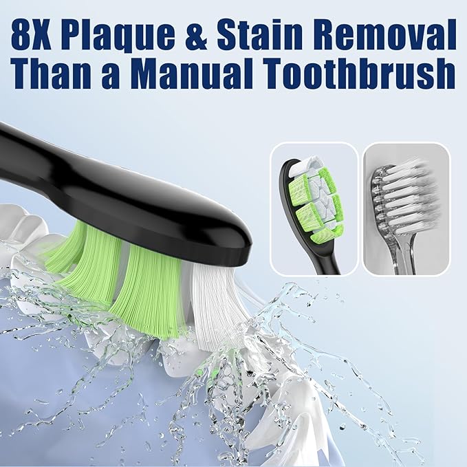 Replacement Heads for Philips Sonicare Diamondclean Sonic Toothbrush Heads Compatible with DiamondClean,FlexCare,C3 G3 W3 C1 C2 G2 Black 8 Pack