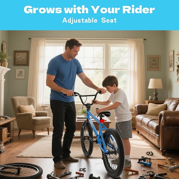 67i Boys BMX Bike 18/20 Inch Ages 8-12 Kids Bicycle with Front Rear U Brake Adjustable Seat Iron Fork 2.09" Wide Tires-StrideForce Fitness