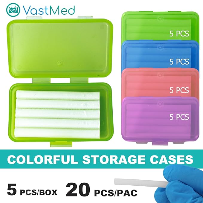 Dental Grade Orthodontic Wax for Braces & Aligners by VASTMED | Braces Wax for Teeth with Colorful Storage Cases | Food Grade Ortho Brace Wax (Multi-Color, 60PCs)