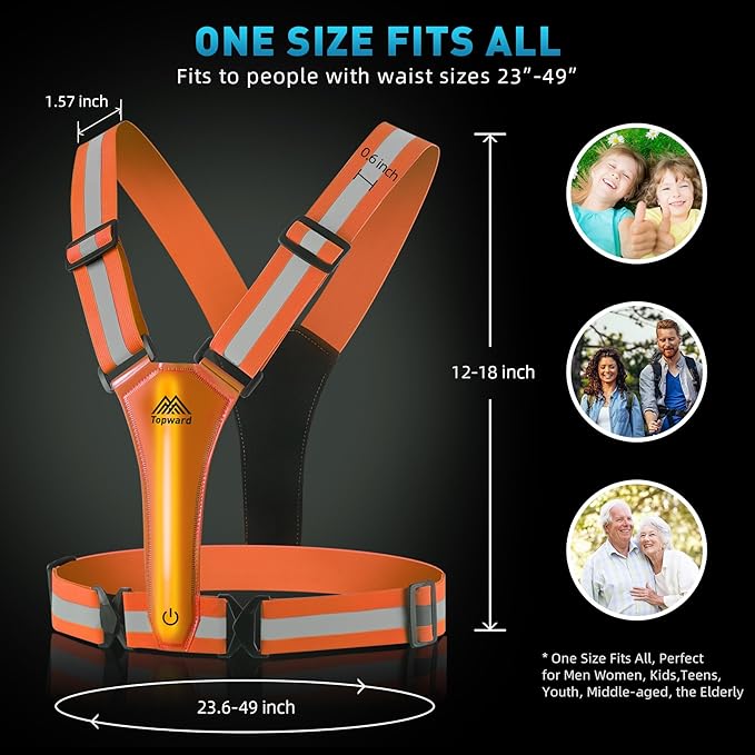 LED Reflective Vest Safety Gear, Light Up Vest for Night Walking Cycling, High Visibility Running Vest with Reflective Strips-StrideForce Fitness