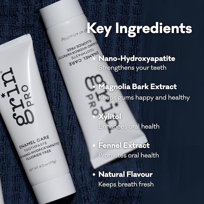 Grin Pro Enamel Care Nano-Hydroxyapatite Toothpaste, Fluoride Free, Designed for Sensitive Teeth, Helps Remineralize, 4 oz, Natural Ingredients, New Zealand Manufactured