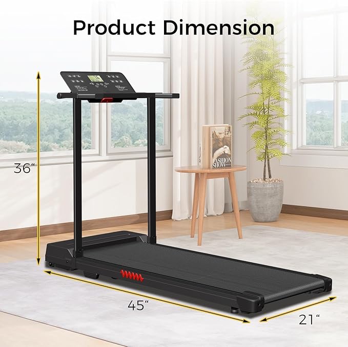 Treadmill with Handles, Treadmills for Small Spaces, 3.0HP Walking Pad Treadmills with Handle Bar & LED Display, Treadmill with Desk Workstation for Home Office, 320 LBS Capacity-StrideForce Fitness