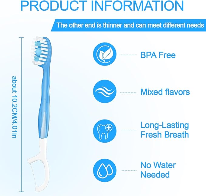 Mini Disposable Toothbrushes with Toothpaste 5 in 1 Portable Individually Wrapped Travel Toothbrush with Toothpaste + Tongue Scraper + Picks+Floss Travel Case (Green Plum Tea, 10)