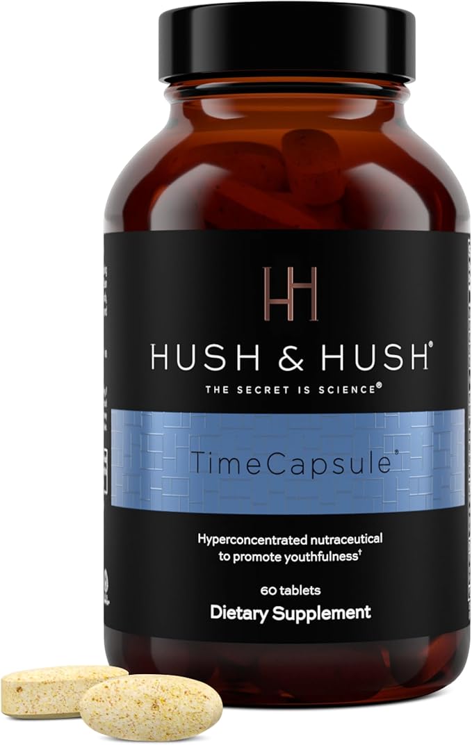 Hush & Hush TimeCapsule Multivitamin, Women's Multivitamin, Men's Multivitamin, Clean Nutraceuticals Supplements That Contains Hyaluronic Acid, Vitamin C, Zinc, Vitamin B12, Vitamin E - 60 Tablets-StrideForce Fitness