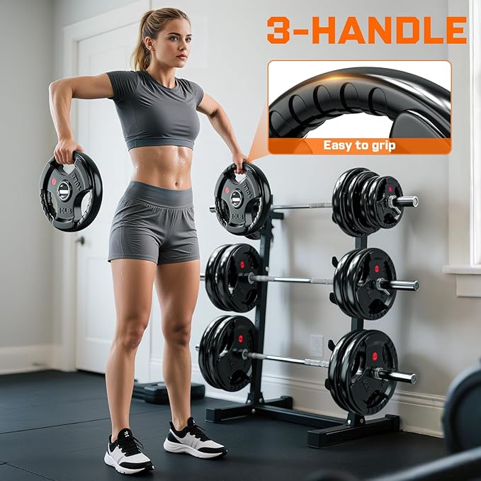 XDDIAS Rubber Weight Plates for Barbell, 2-Inch Olympic Grip Plate for Strength Training, Weightlifting and Bodybuilding in Home & Gym, Solid Cast Iron Weight Plates Pair and Sets-StrideForce Fitness