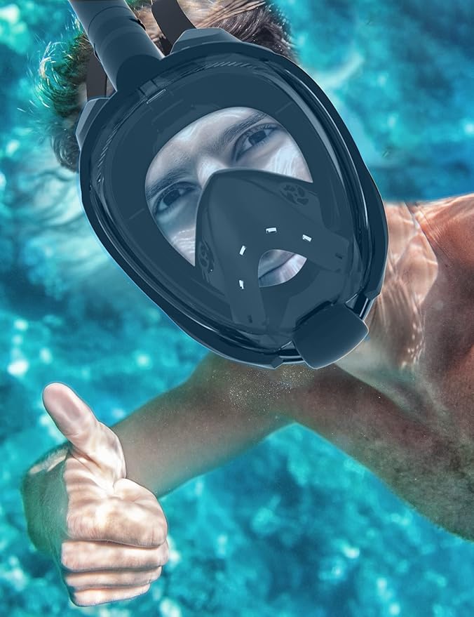 W WSTOO Full Face Snorkel Mask Adults,Suitable for Beginners Dry Top Snorkeling Gear,Can Your Mouth or Nose to Breathe,180 Degrees Panoramic View,Anti-Fog Anti-Leak,Summer Travel and Vacationing Gifts-StrideForce Fitness