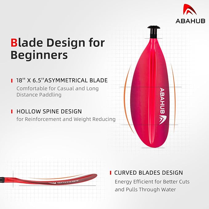 Abahub Kayak Paddle, 90.5 Inches Kayaking Oars for Boating, Canoeing with Free Paddle Leash, Aluminum Alloy Shaft Black/Blue/Green/Orange/Yellow Plastic Blades-StrideForce Fitness