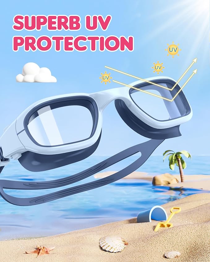 Kids Swim Goggles,Swimming Goggles for Kids 6-14, Anti-Fog UV Protection Pool Glasses for Boys Girls-StrideForce Fitness