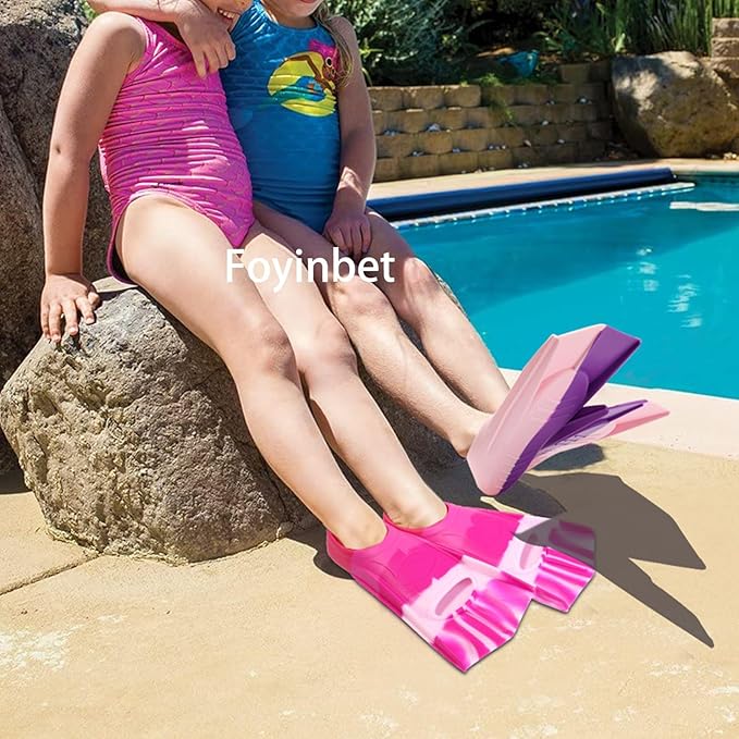 Kids Swim Fins,Short Kids Fins Youth Swimming Flippers for Lap Swimming Training for Children Girls Boys Beginners-StrideForce Fitness