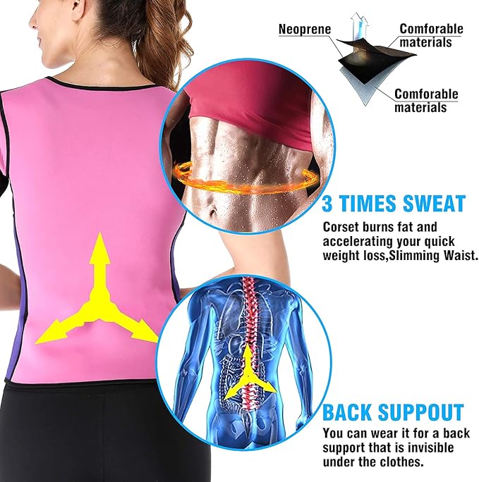 NonEcho Women Sauna Body Shaper Sweat Suit Sleeve Spa Cami Hot Neoprene Slimming Workout Vest Waist Trainer Top-StrideForce Fitness