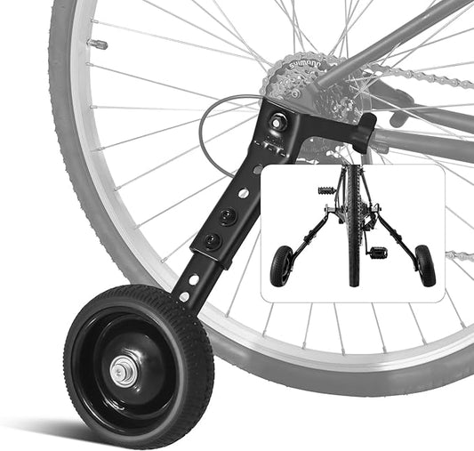Adjustable Bicycle Training Wheels for Adults, Fit 24" to 28" Bikes, Steel Construction, Black, 1 Pair - Safe and Stable Learning Training Wheels-StrideForce Fitness