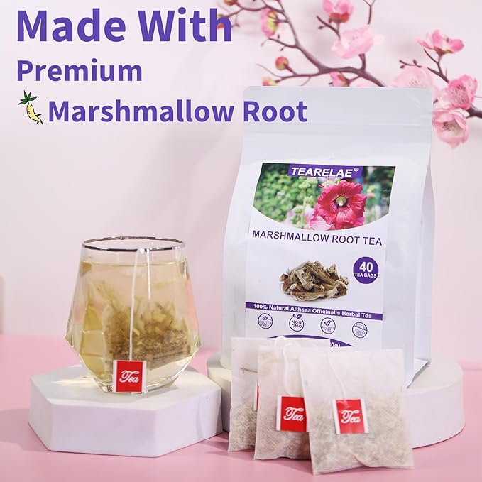 TEARELAE - Marshmallow Root Tea Bags - 2g x 40 Count - Premium Natural Cut & Sifted Althaea Officinalis - Non-GMO - Caffeine-free - Support Digestion & Respiratory-StrideForce Fitness