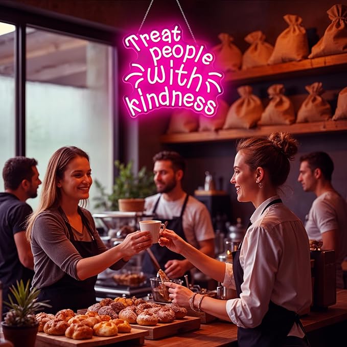 Treat People with Kindness Neon Sign,Pink Led Neon Signs for Wall Decor,Dimmable Inspiring Letter Neon Lights USB Be Kind Light Up Signs for Bedroom Classroom Kids Room,Gift for Boys Girls-StrideForce Fitness