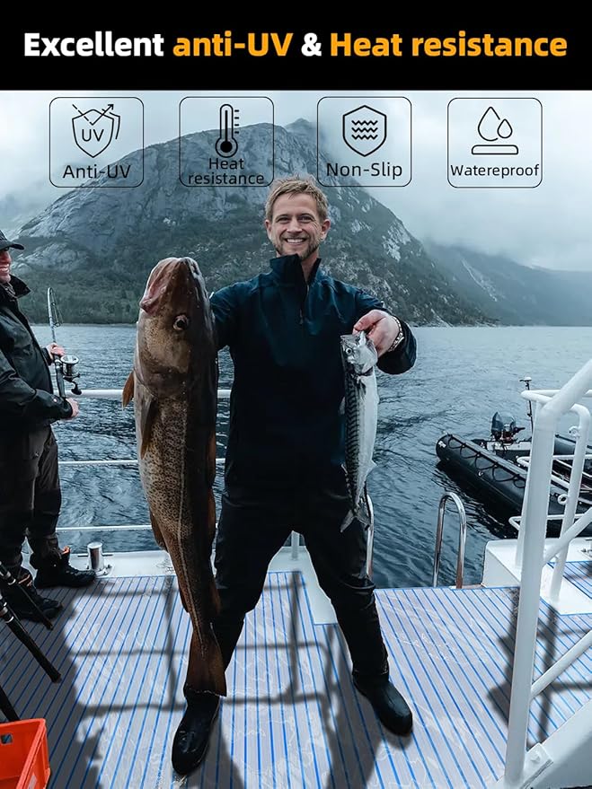 FOCEAN Boat Flooring EVA Foam Boat Decking Faux Teak Marine Flooring Boat Mat Boat Carpet Sheet for Motorboat RV Yacht Kayak Surfboard, 94.5"x 47.2"/35.4"/23.6"/15.7"-StrideForce Fitness