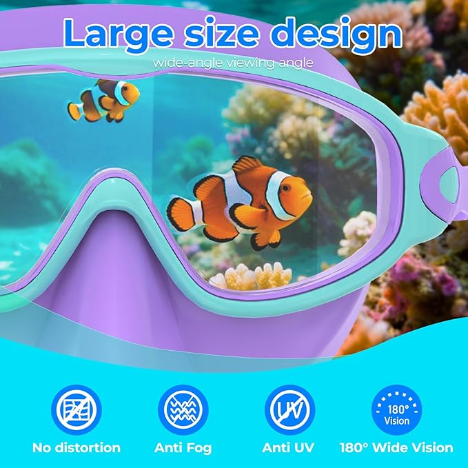 Swim Goggles for Kids 3-15 with Earplugs Large Frame Anti-Fog/UV Swimming Goggles for Boys Girls Toddler 2PCS-StrideForce Fitness