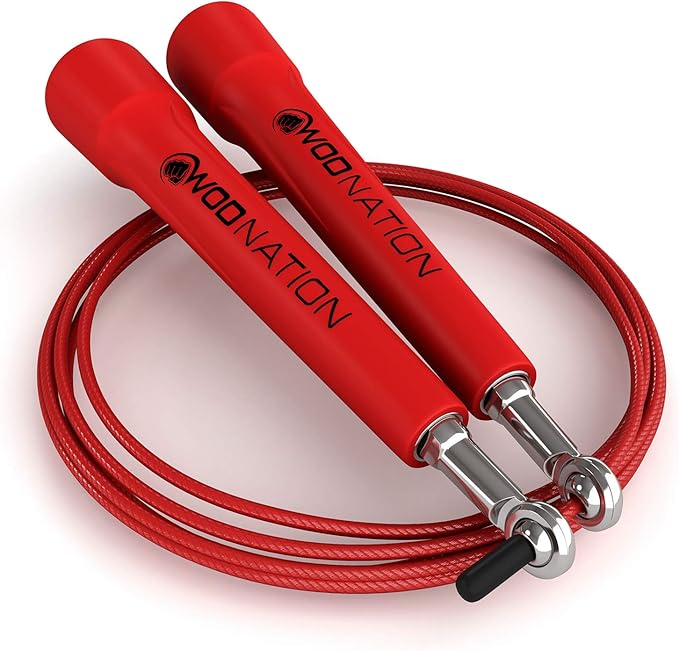 WOD Nation Adjustable Speed Jump Rope For Men, Women & Children - Blazing Fast Fitness Skipping Rope Perfect for Boxing, MMA, Endurance-StrideForce Fitness