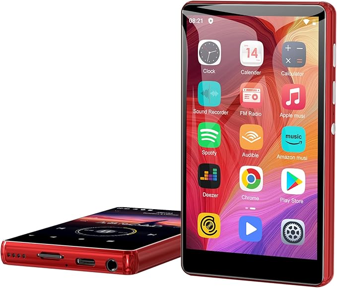 80GB Music Player, SWOFY M503Pro MP3 MP4 Player with Bluetooth and WiFi,Pandora,Amazon Music, 4" Touch Screen MP3 Player with Spotify, Audible, Audiobooks Up to 512GB Red-StrideForce Fitness