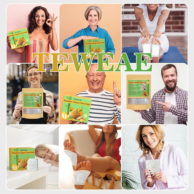 62 Pads Foot Pads -with Pure Natural Turmeric & Ginger, Wormwood, Bamboo Vinegar, Bigger Adhesive Pad Ginger Foot Pads-StrideForce Fitness