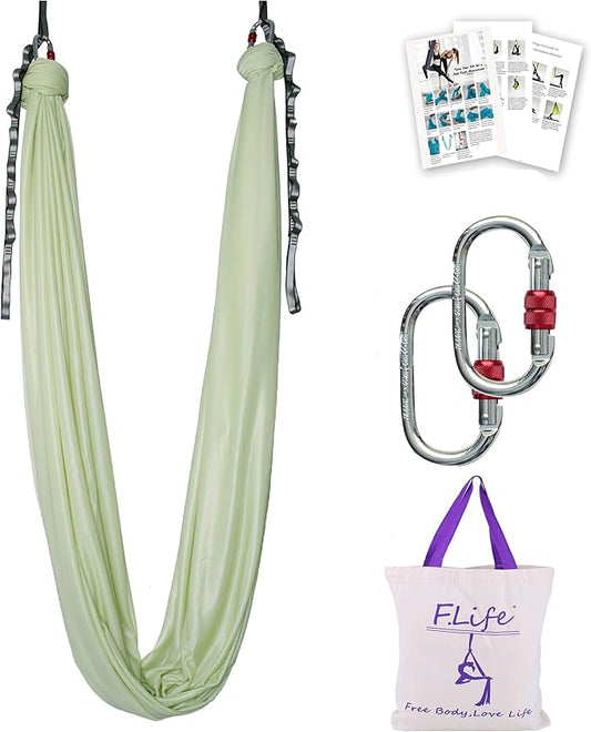 F.Life Aerial Silk Yoga Hammock & Swing for yoga Inversion,Strength training,starter hardware kit-StrideForce Fitness